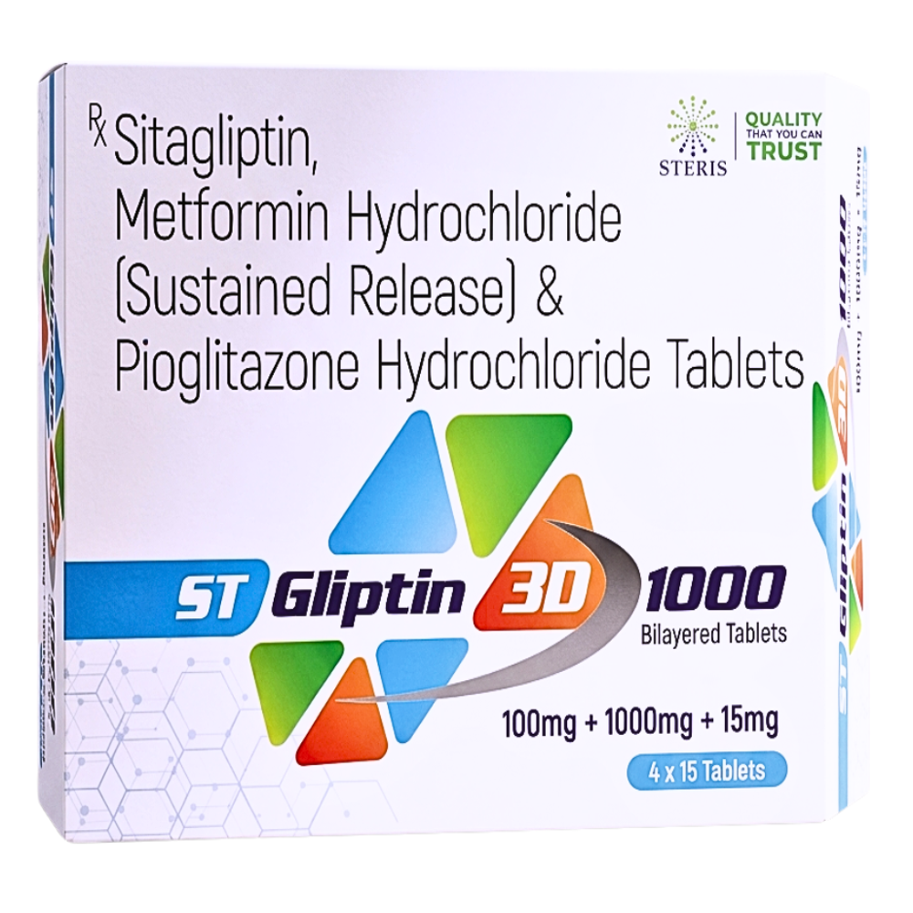 Sitagliptin (100mg), Metformin Hydrochloride (1000mg) Sustained Release & Pioglitazone 15 mg