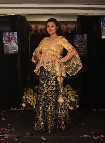Premium Black And Gold Skirt Set