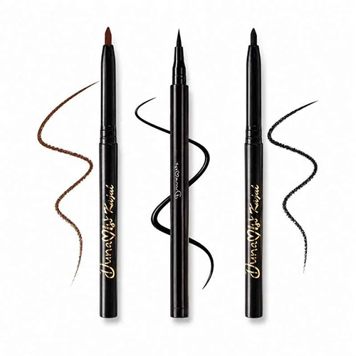 Eyeliner + black Kajal + brown kajal