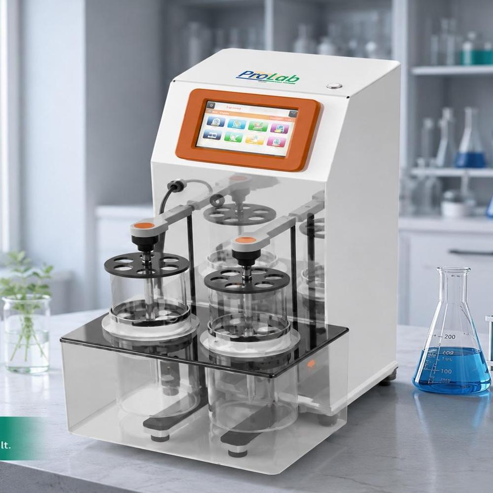 Tablet Disintegration Tester - Borosil Glass & Metal, Standard Size, White Color, 1l Capacity, Automatic Touchscreen Control | 21cfr Compliance, Password Protection, 1 Year Warranty