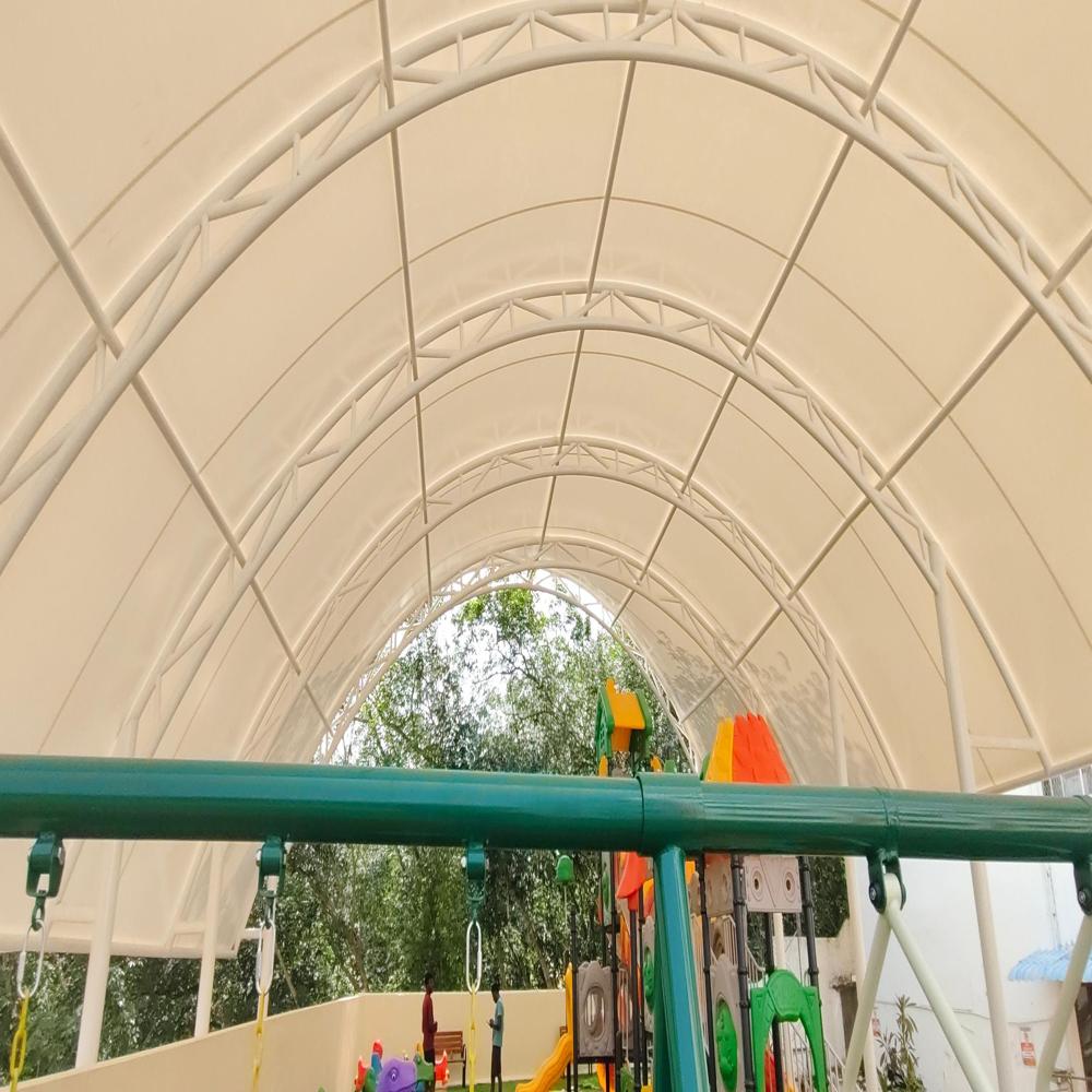School Cover Shade - Steel Frame With Polycarbonate Roof, Custom Dimensions, Blue/green, Uv-stabilized, Flame-retardant Option, Powder-coated Corrosion Resistant