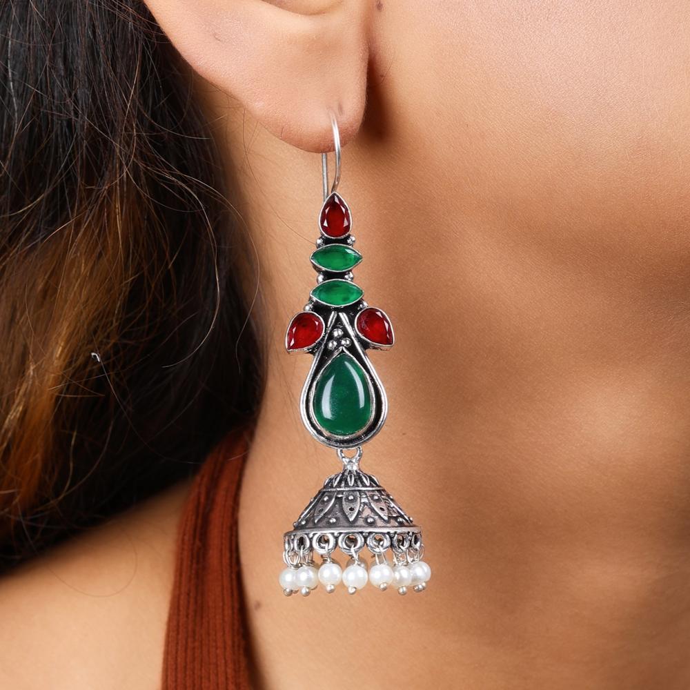Oxidized Silver Dangle Earrings