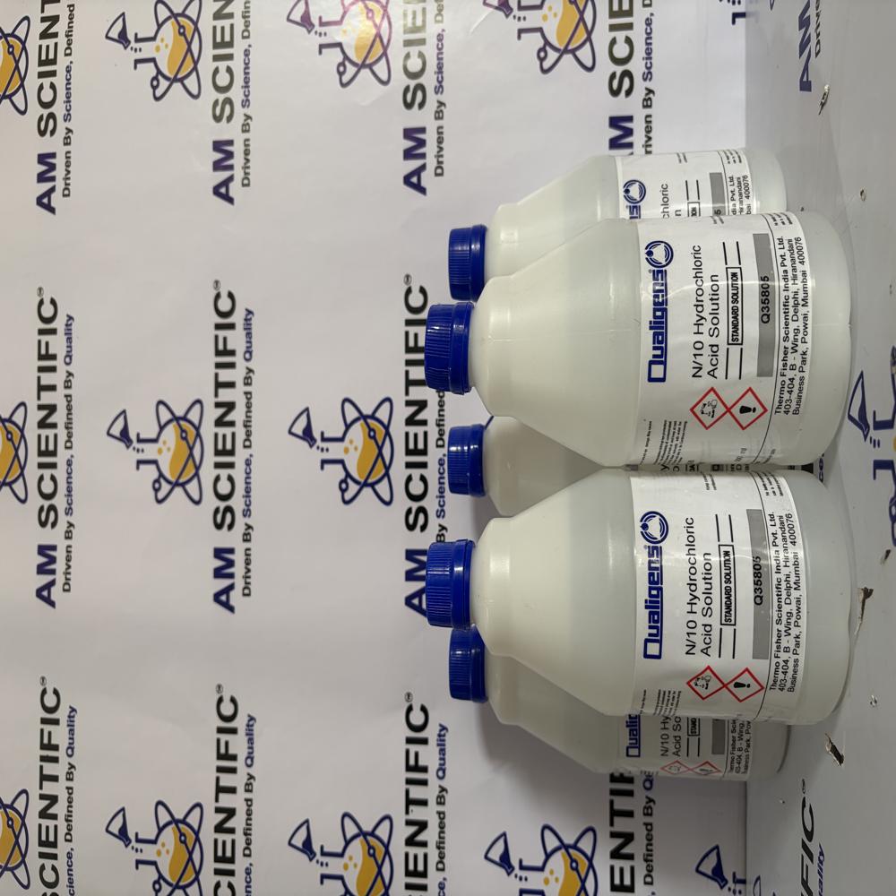 Hydrochloric Acid N/10 Solution 500ml Qualigens