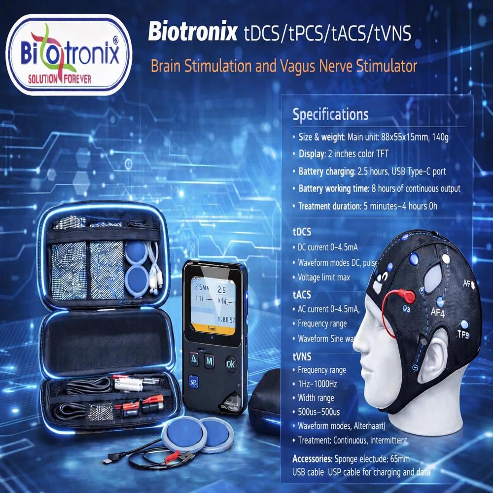 Digital Brain Therapy Device with tDCS, tPCS, tACS and tVNS Technology
