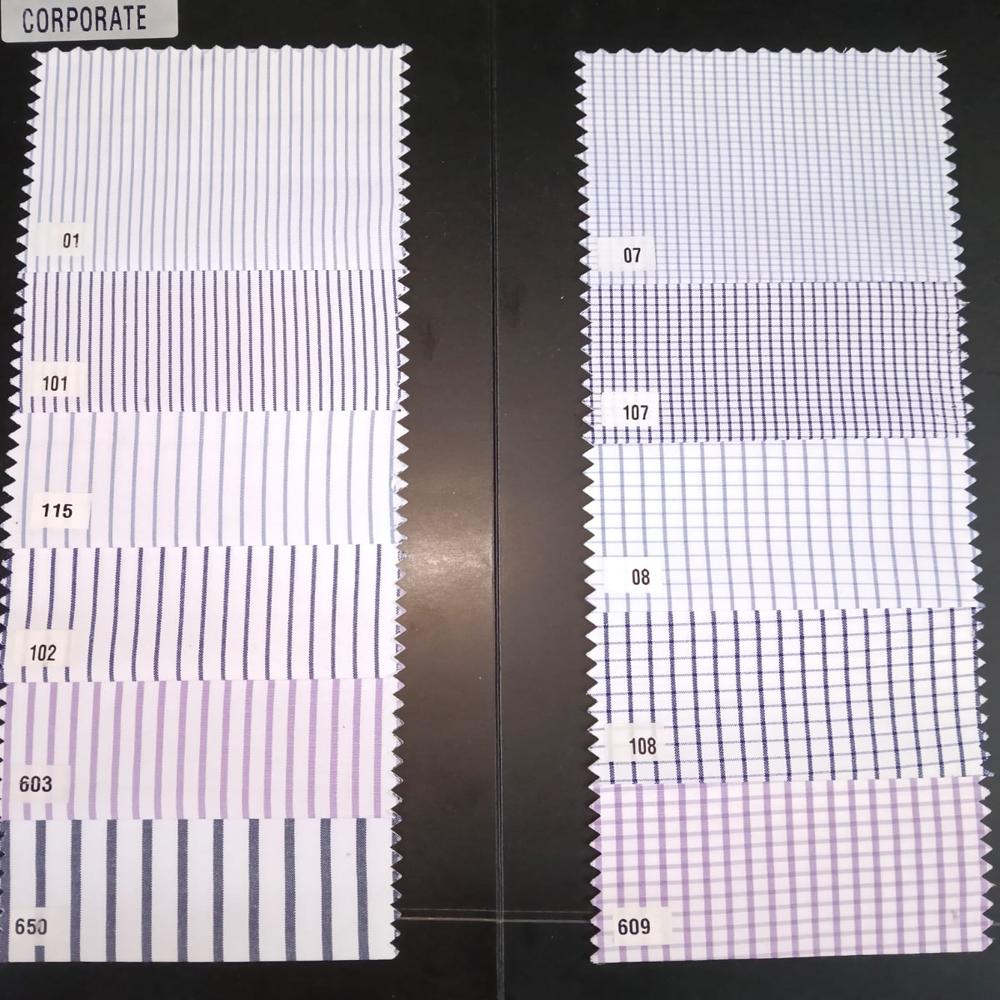 Corporate Polycotton Checks & Stripe Fabric 58" - Attributes: Washable