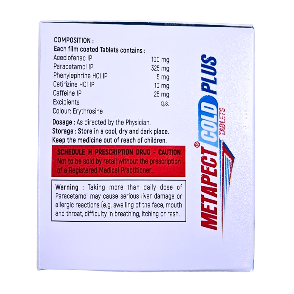 Aceclofenac,Paracetamol,Phenylephrine Hci,Cetirizine Hci & Caffeine Tablets