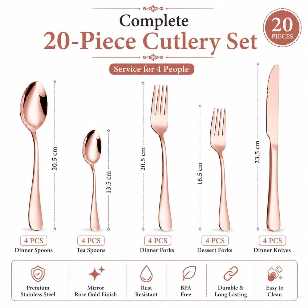 20-Piece Premium 304 Stainless Steel Cutlery Set