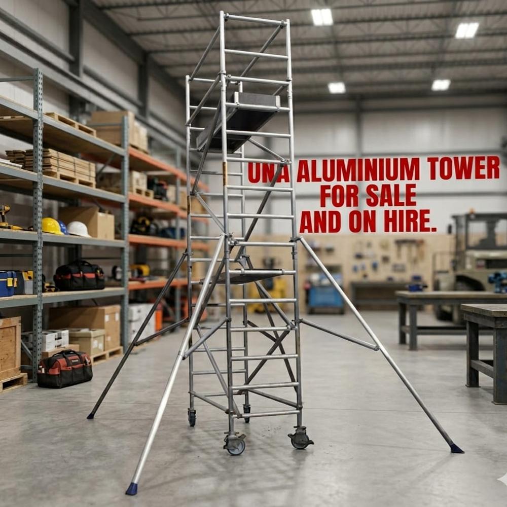 Aluminum Mobile Scaffolding Tower - Color: Metallic Silver