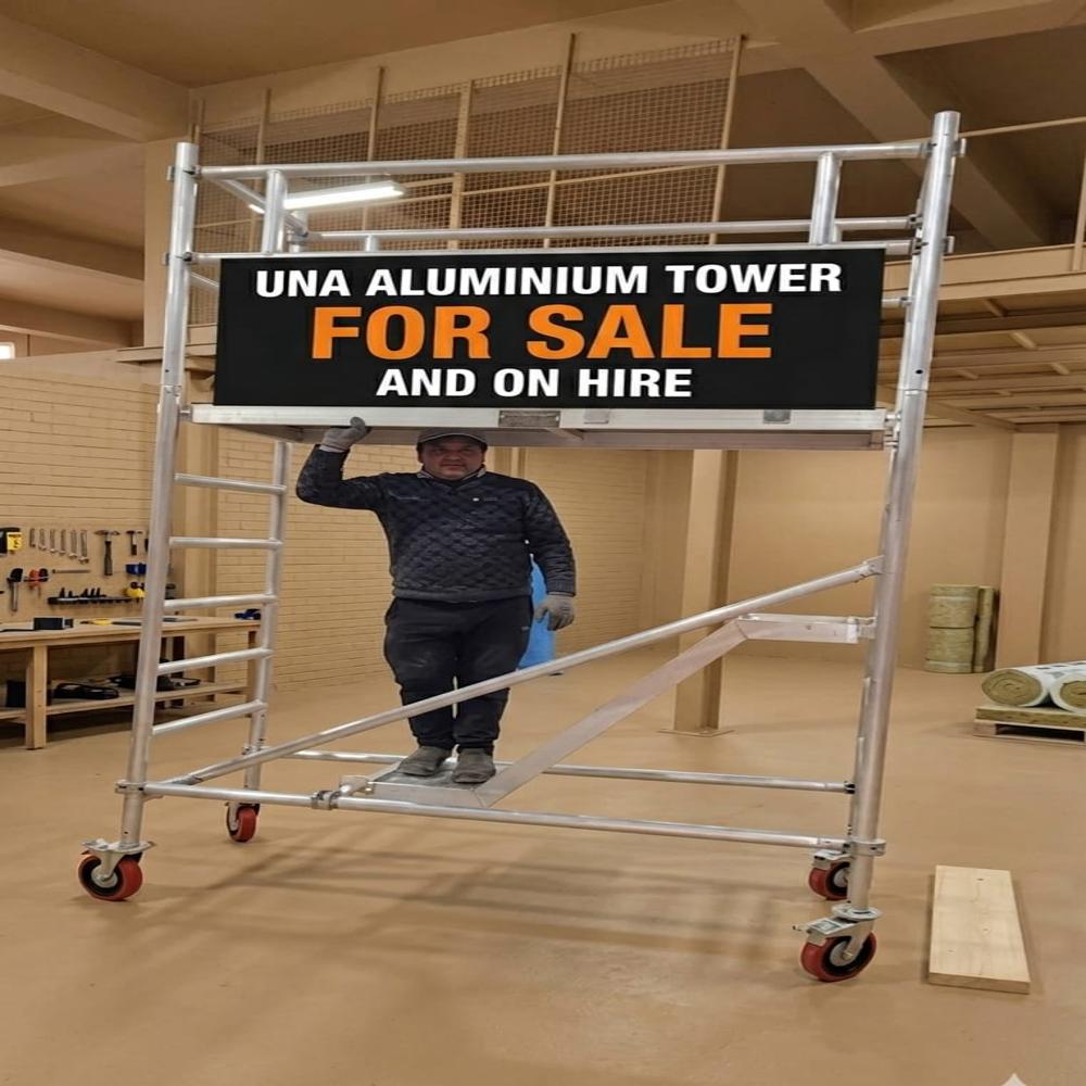 Aluminum Mobile Scaffolding Tower - Color: Metallic Silver
