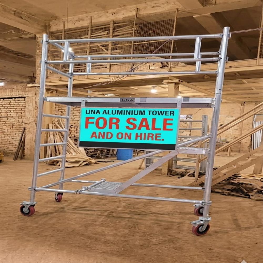 Aluminum Mobile Scaffolding Tower - Color: Metallic Silver