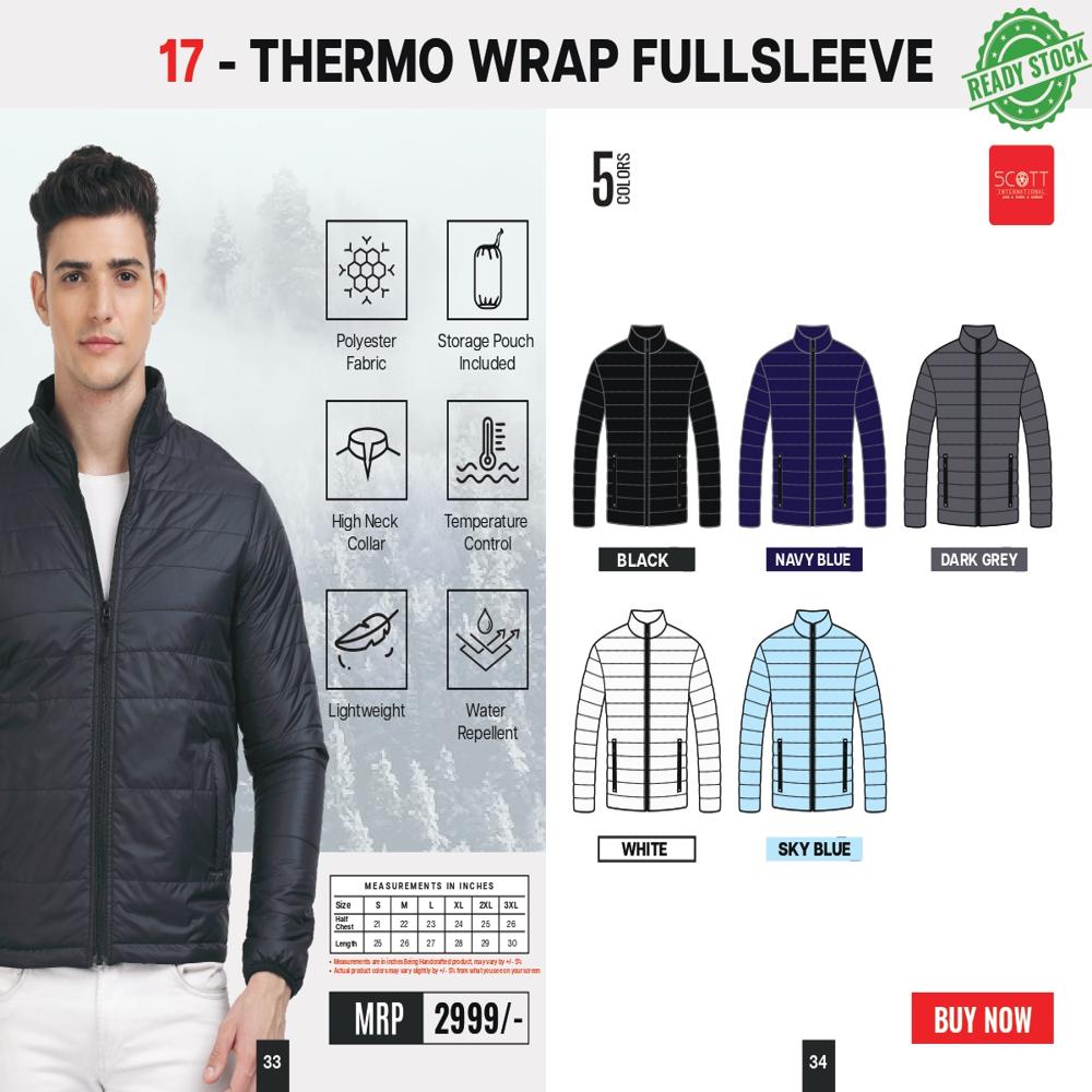Scott Thermo Full Sleeve Jacket - Thermal Synthetic Fabric, Grey, Regular Fit | Windproof, Insulated, Water Repellent, Lightweight