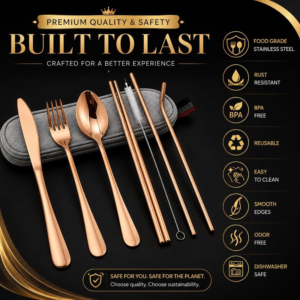 Portable Utensils Flatware Set - Stainless Steel, Various Sizes , Modern Design With Polished Finish, Compact For Travel And Picnics