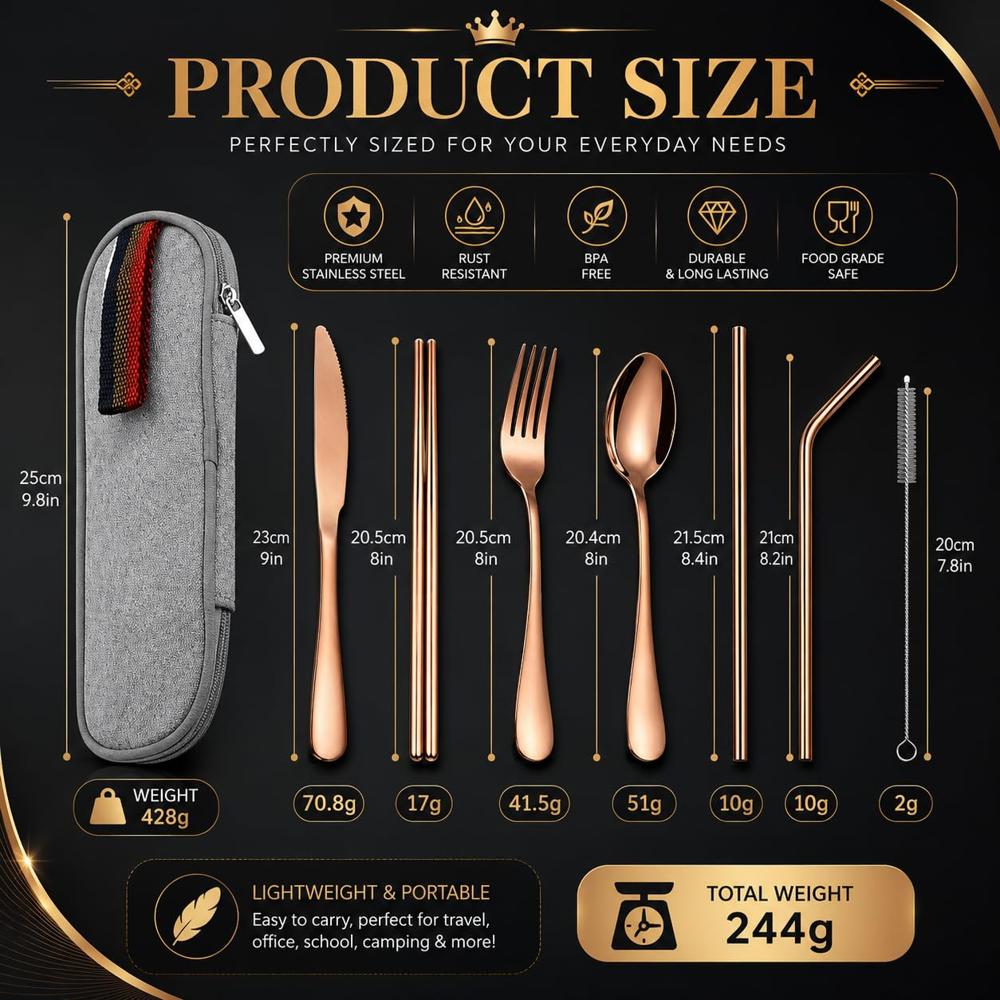 Portable Utensils Flatware Set - Stainless Steel, Various Sizes , Modern Design With Polished Finish, Compact For Travel And Picnics