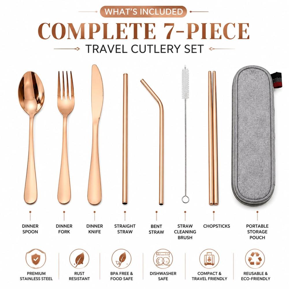 Portable Utensils Flatware Set - Stainless Steel, Various Sizes , Modern Design With Polished Finish, Compact For Travel And Picnics