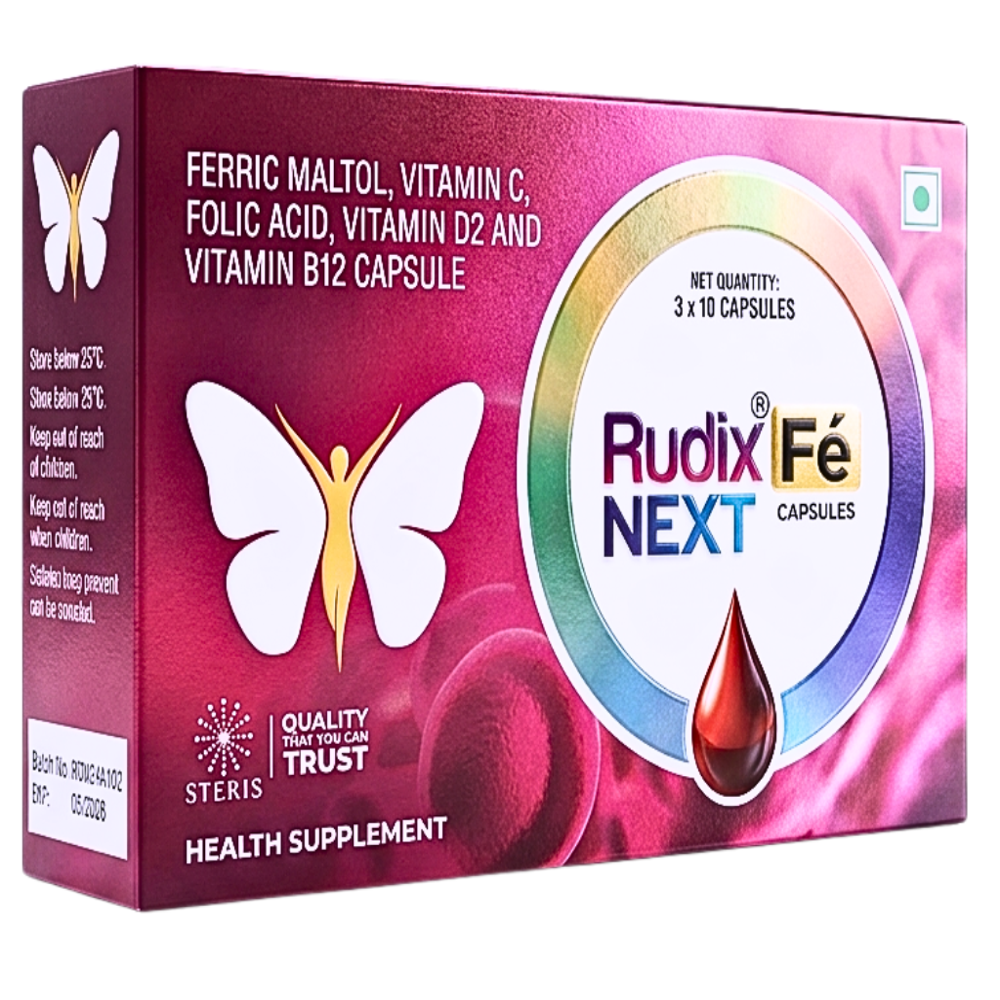 Ferric Maltol,vitamin C,folic Acid,vitamin D2 And Vitamin B12 Capsules - Brand Name: Rudix Fe Next