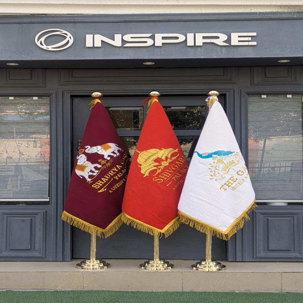 3*4 ft FLAGS IN BLAZER WITH 6 FT BRASS POLES