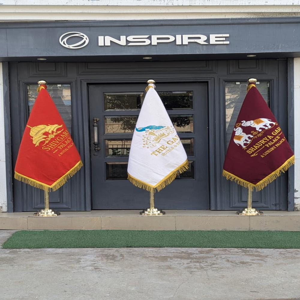 3*4 ft FLAGS IN BLAZER WITH 6 FT BRASS POLES