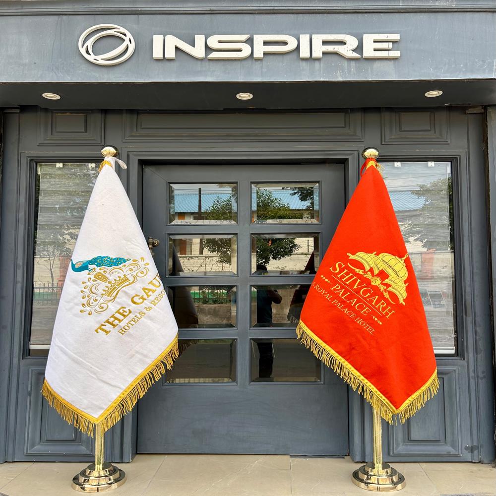3*4 ft FLAGS IN BLAZER WITH 6 FT BRASS POLES