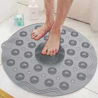 Round Shower Mat With Drain Holes, Feet Massager Textrued Grip Suction Cups