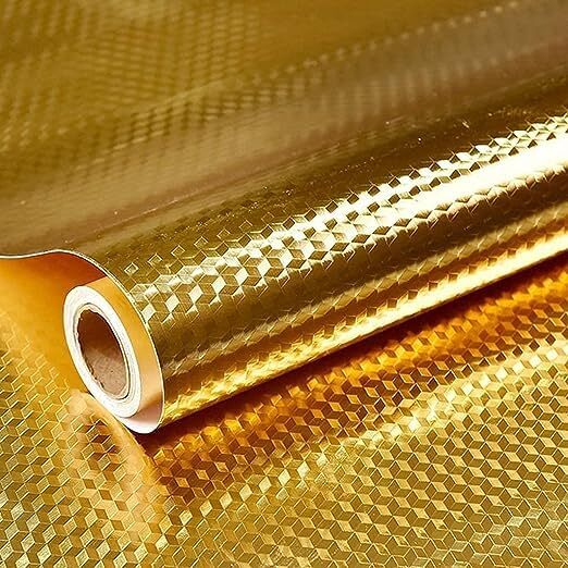 Waterproof, Oil-Proof Kitchen Aluminum Foil Paper with Self-Adhesive Sticker , Golden