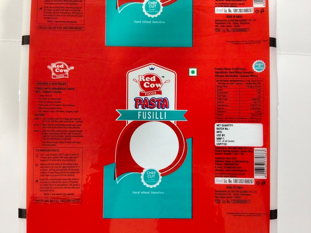 Red Cow Fusilli Pasta Packaging Pouches