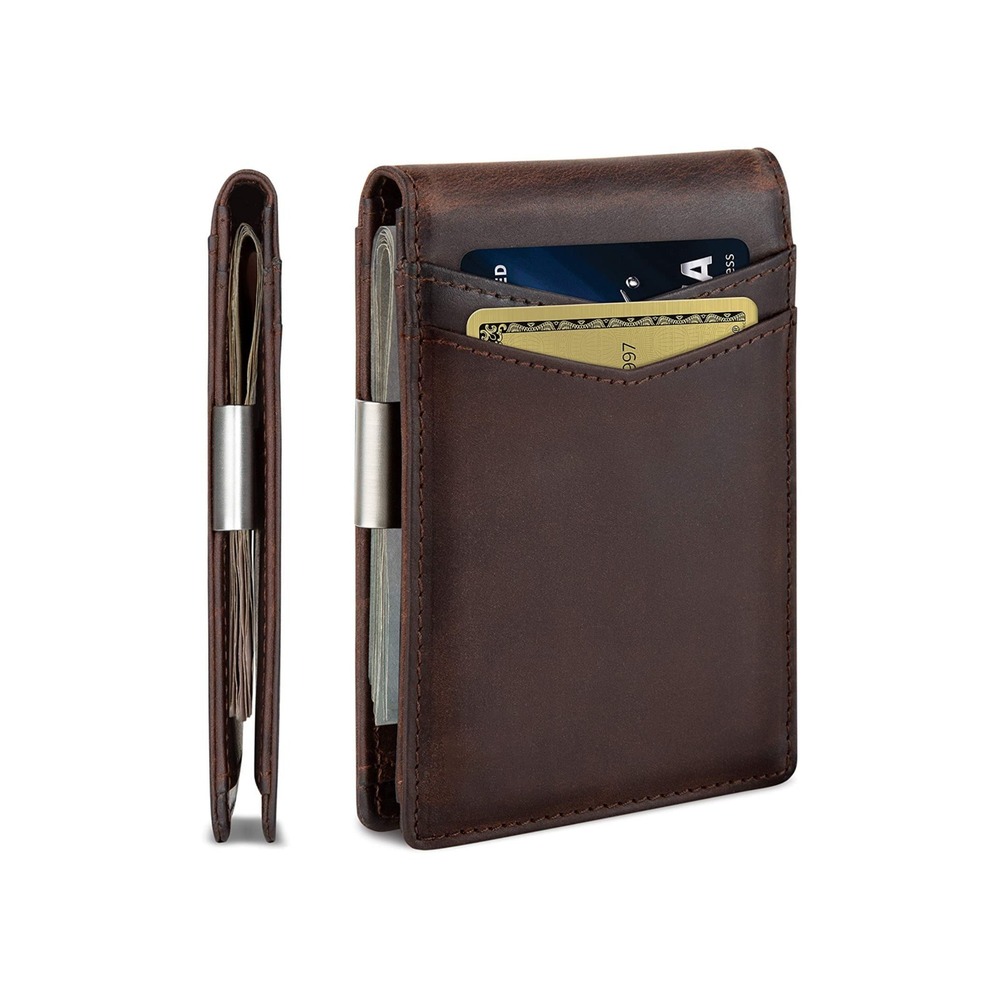 CT004 Mens Brown Minimal Leather Wallet