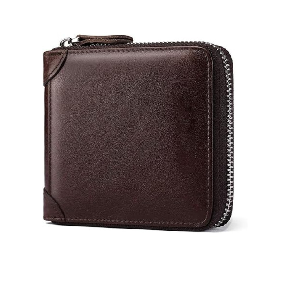 ZY200 Mens Genuine Leather RFID Protected Bi Fold Money Purse