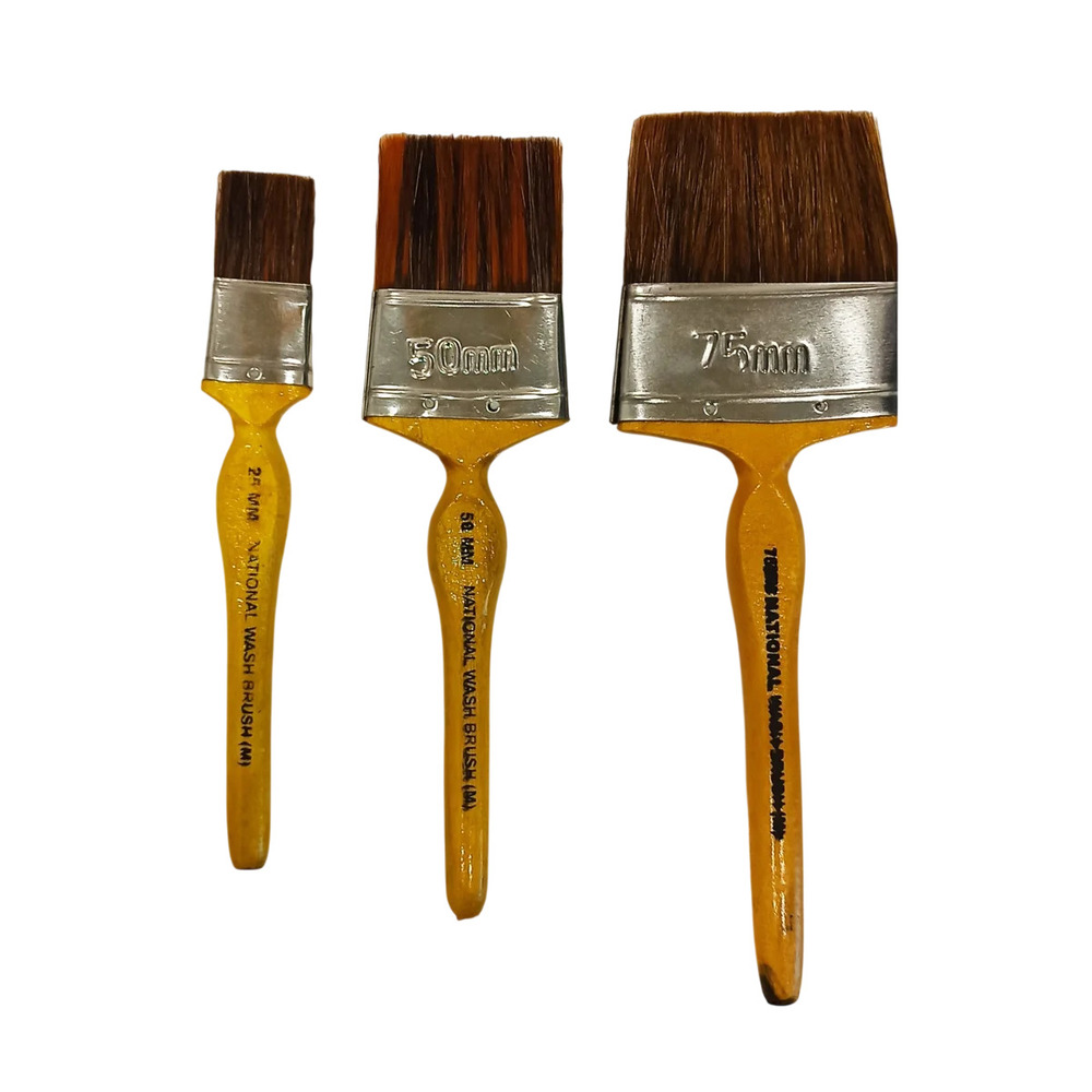 Nbipb117 Brown Wash Paint Brush - Handle Color: Brown/Yellow