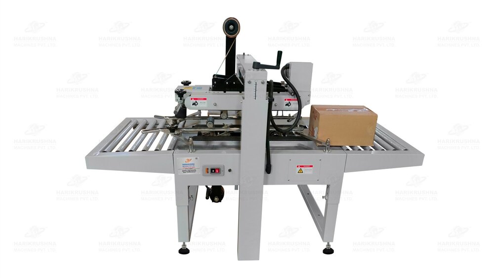 Fully Automatic Carton Tapping Machine - Tape Size 1.5"-3", Conveyor Speed 23 M/min, Dual Motor Side Belt Drive
