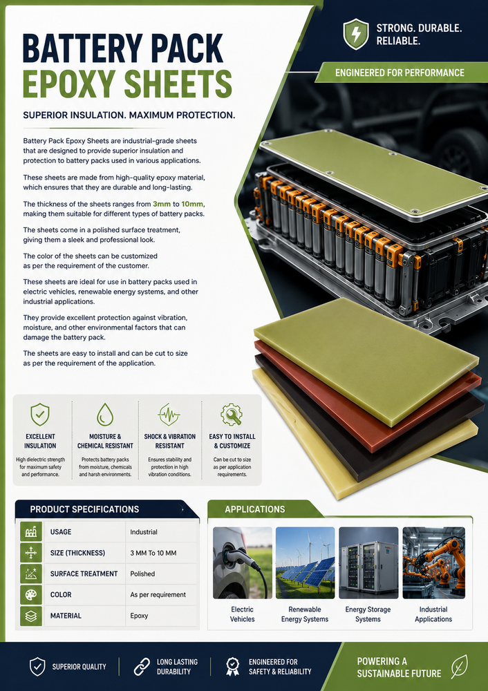 Epoxy Sheet Battery Pack - Color: As Per Requirement
