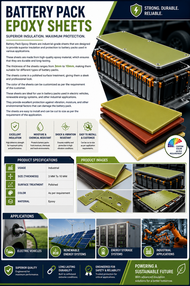 Epoxy Sheet Battery Pack - Color: As Per Requirement