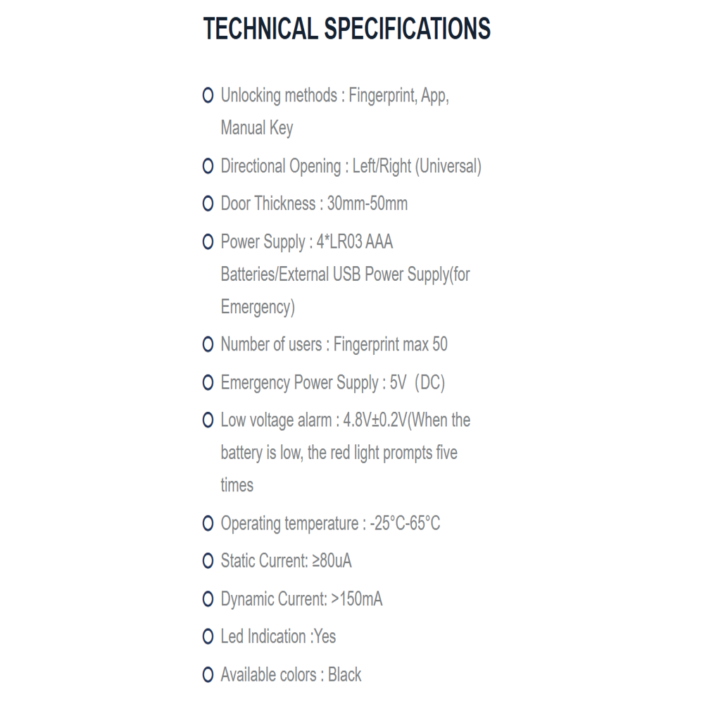 Essl Fl700 - Data Capacity: Fingerprints: Up To 50 Users