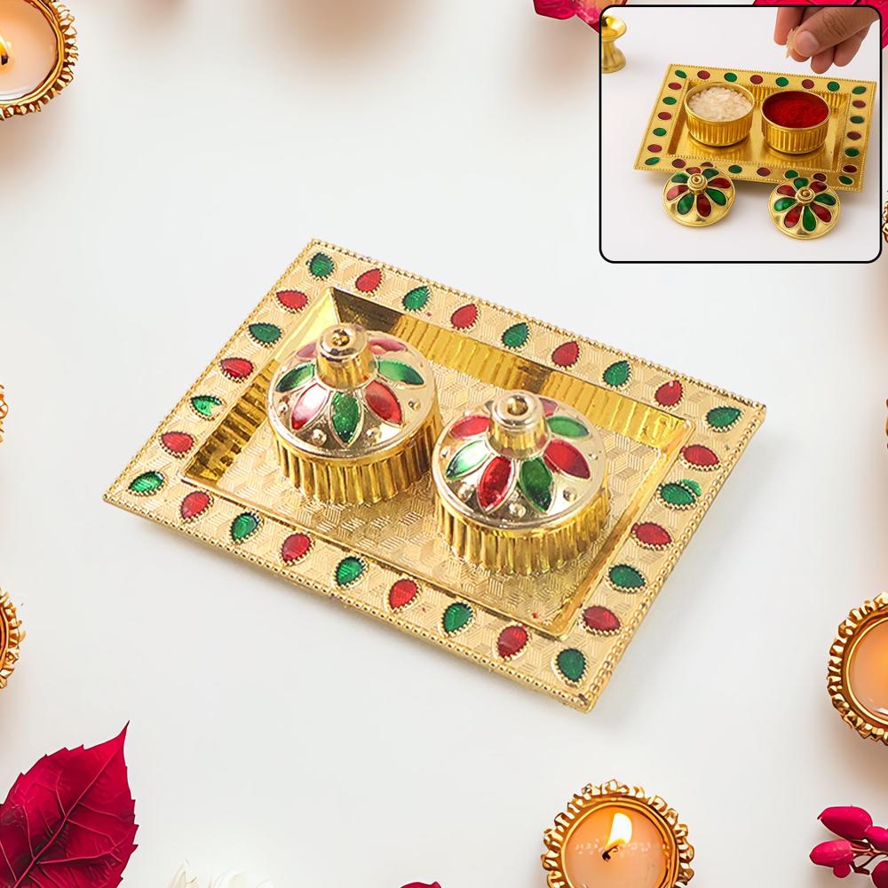 Rakasha Bandhan Special Puja Thali, Kumkum Thali Holder, Pooja Return Gift, Indian Housewarming Gifts, Brother / Bhai / Bhabhi / Sister / Family For Rakshabandhan, Diwali (Mix Design) - Application: As Per Product Requirement