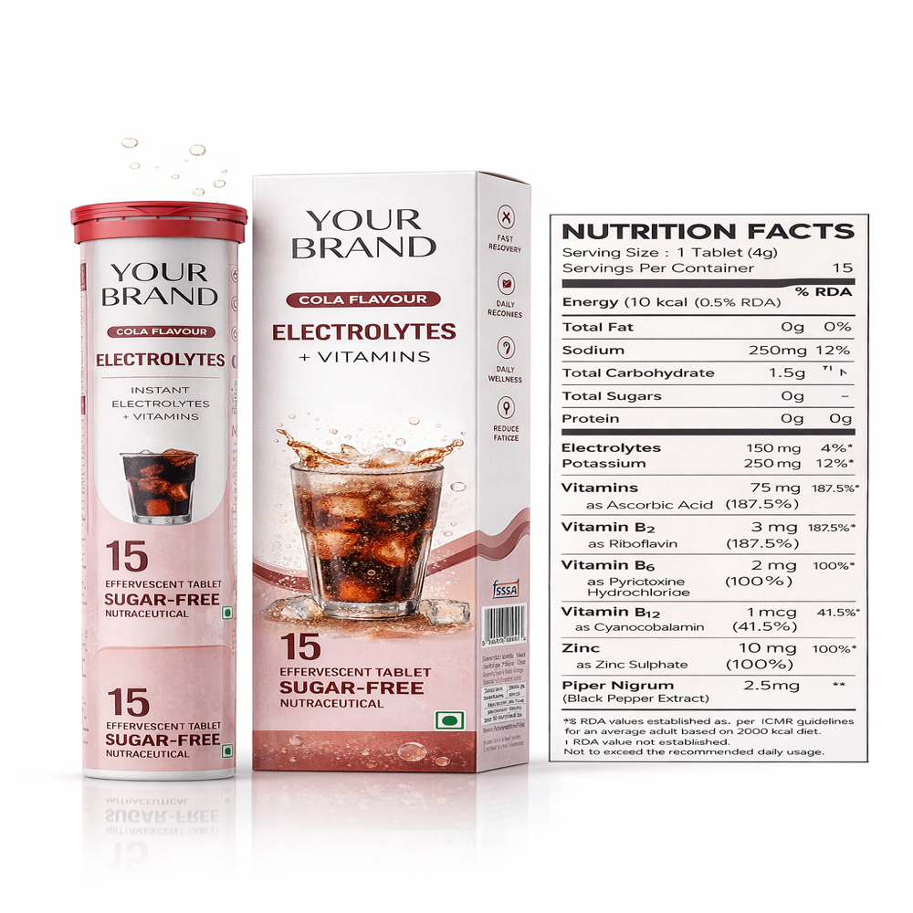 Electrolyte Effervscent Tablets with cola flavour