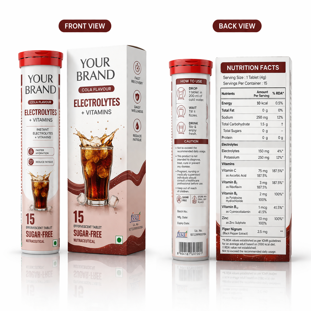 Electrolyte Effervscent Tablets with cola flavour