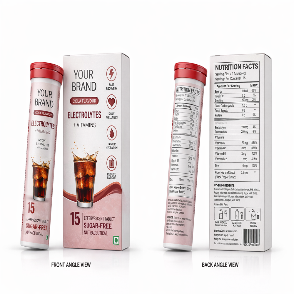 Electrolyte Effervscent Tablets with cola flavour