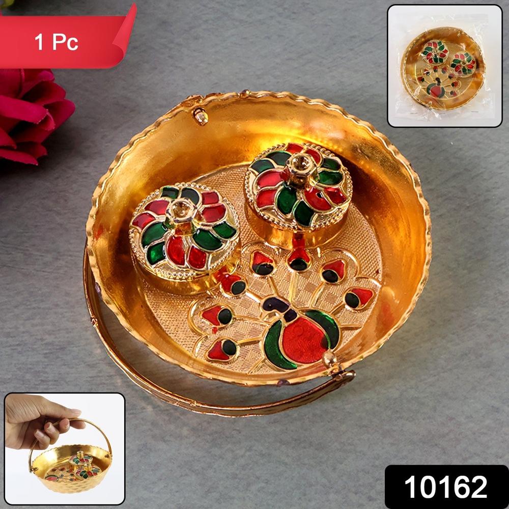 Peacock Meenakari Pooja Tray - (1 Pc) - Application: As Per Product Requirement