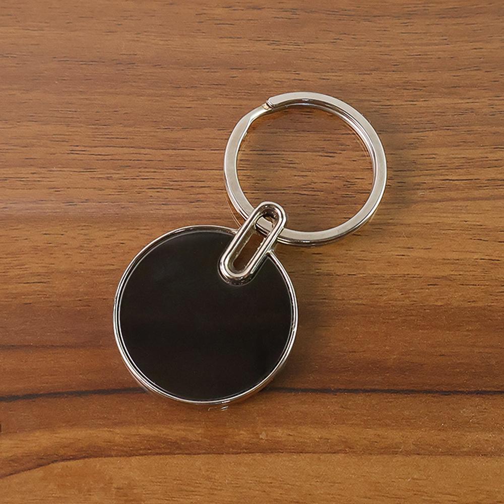 Sleek Black Round Metal Keychain (1 Pc) - Color: Car & Motorbike