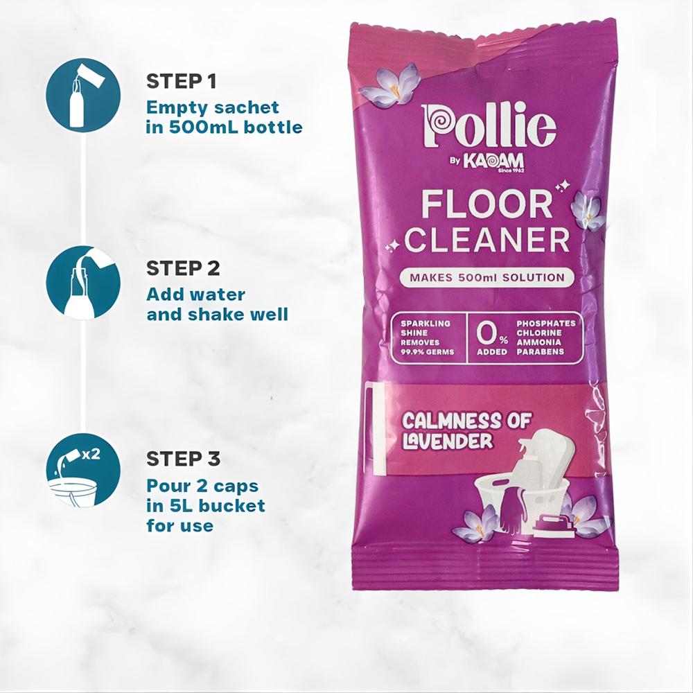 Pollic Kadam Concentrated Floor Cleaner Sachet Lavender Fragrance (50 Gm)