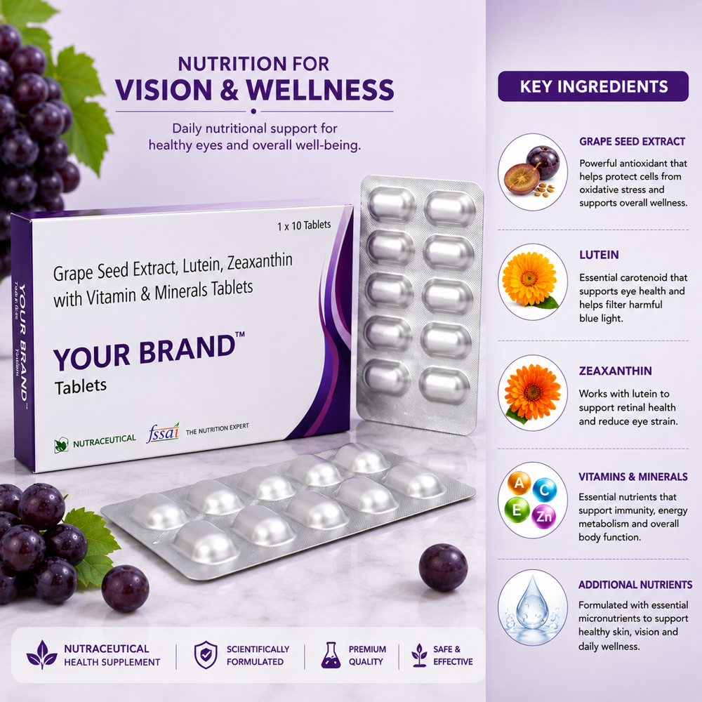 Grape Seed Extract, Lutein, Zeaxanthin with Vitamin & Minerals Tablets