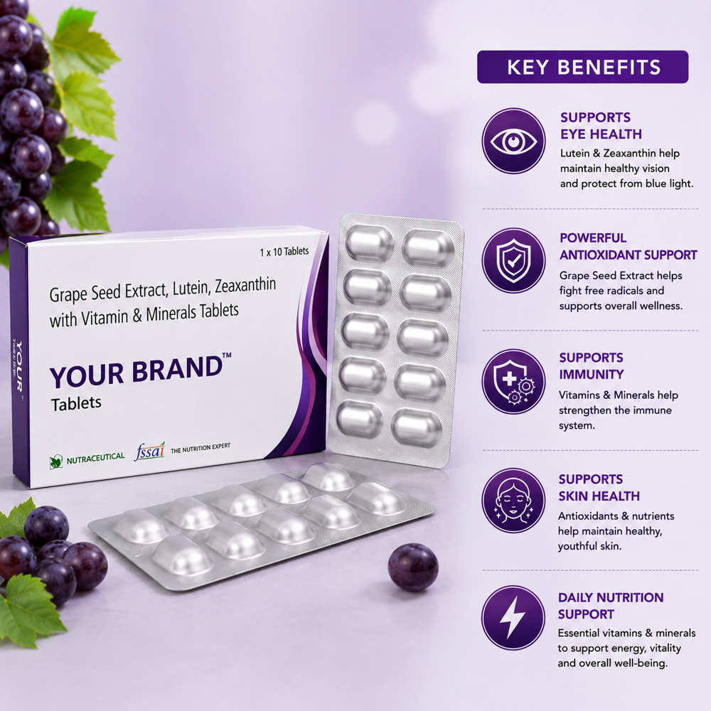 Grape Seed Extract, Lutein, Zeaxanthin with Vitamin & Minerals Tablets