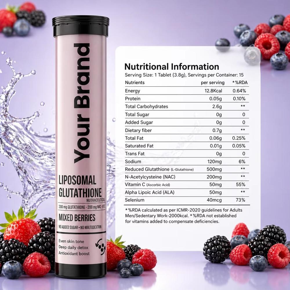 Liposomal Glutathione Effervescent Tablets Mixed Berry Flavor