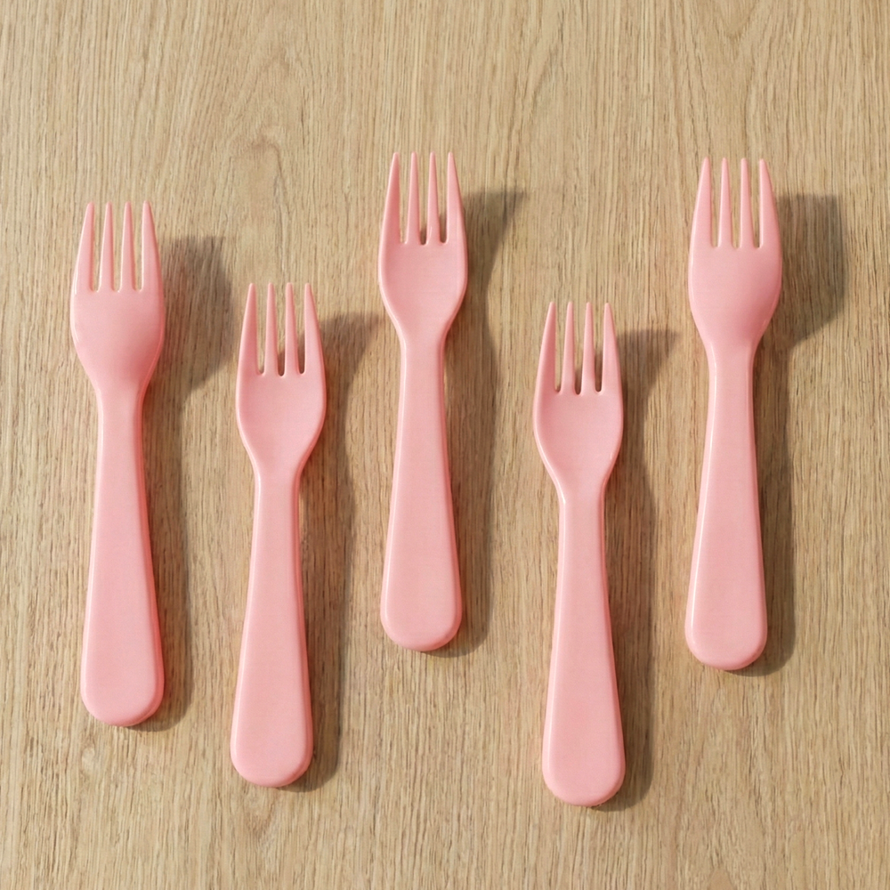 Plastic Fork Spoon Baby Fork Spoon Dessert Spoon (5Pc Set) - Material: As Per Product Requirement