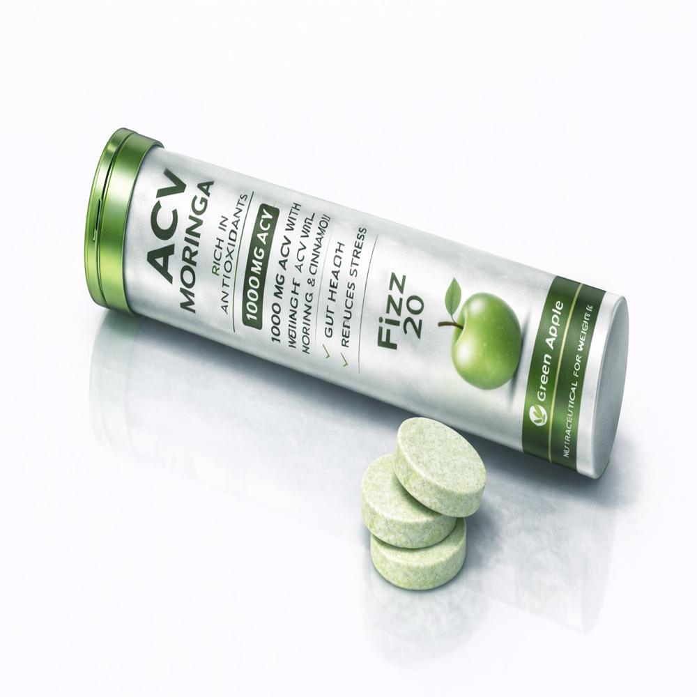 ACV Moringa effervescent tablet green apple