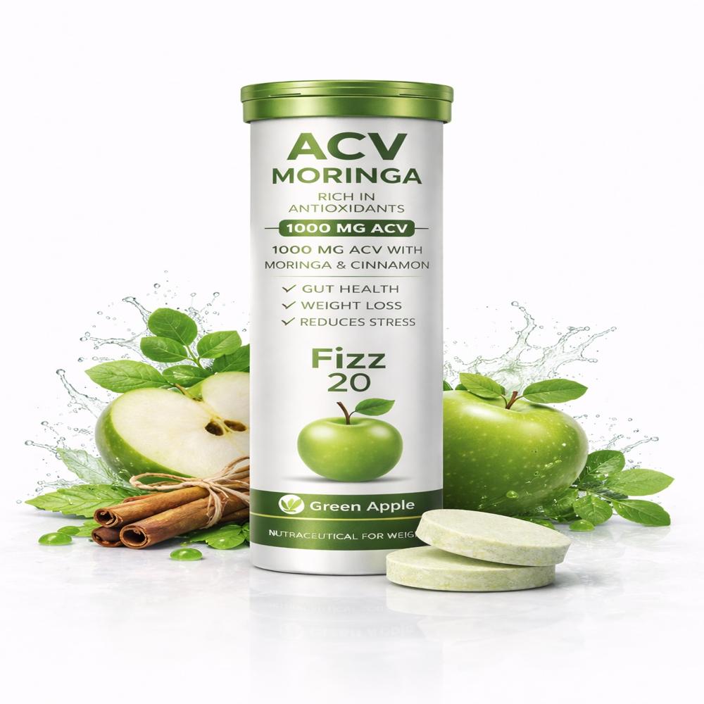 ACV Moringa effervescent tablet green apple