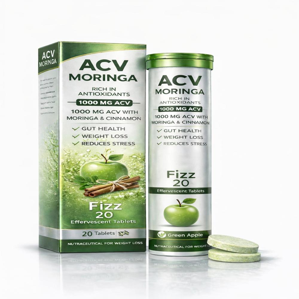 ACV Moringa effervescent tablet green apple