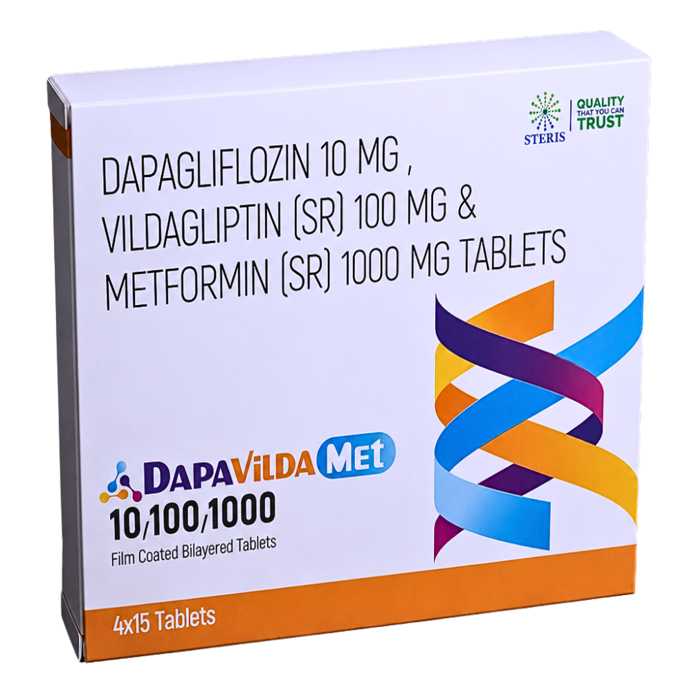 Dapagliflozin 10 mg,Vildagliptin SR 100 mg And Metformin SR 1000 mg Tablets