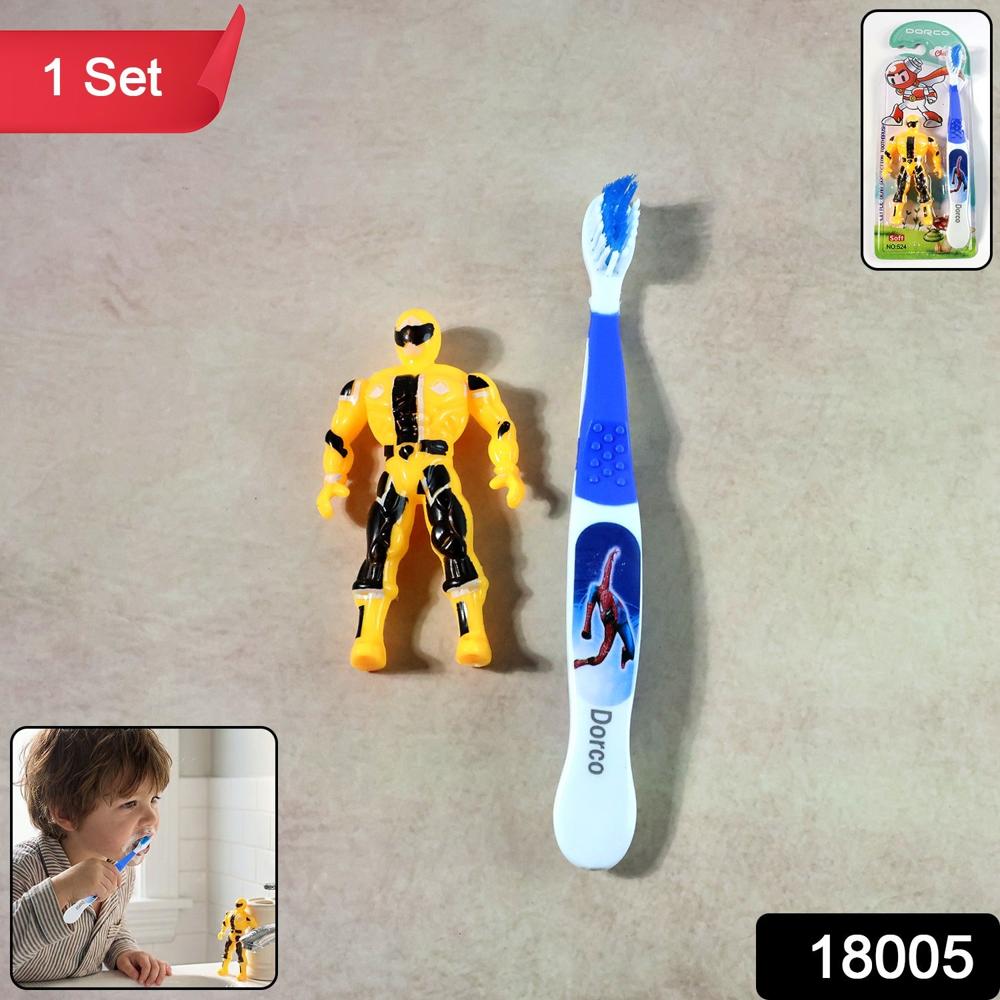 Kids Toothbrush Set with Cartoon Robot Toy