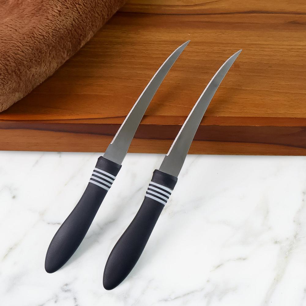 Premium Curved Serrated Stainless Steel Kitchen Knife Set (Mix Color & 2 Pc) - Application: As Per Product Requirement