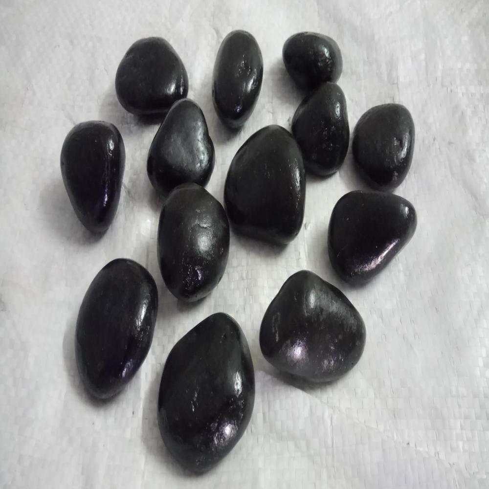 Polymer Coated Pebbles Shiny Black Waterproof Stone for Garden Landscaping